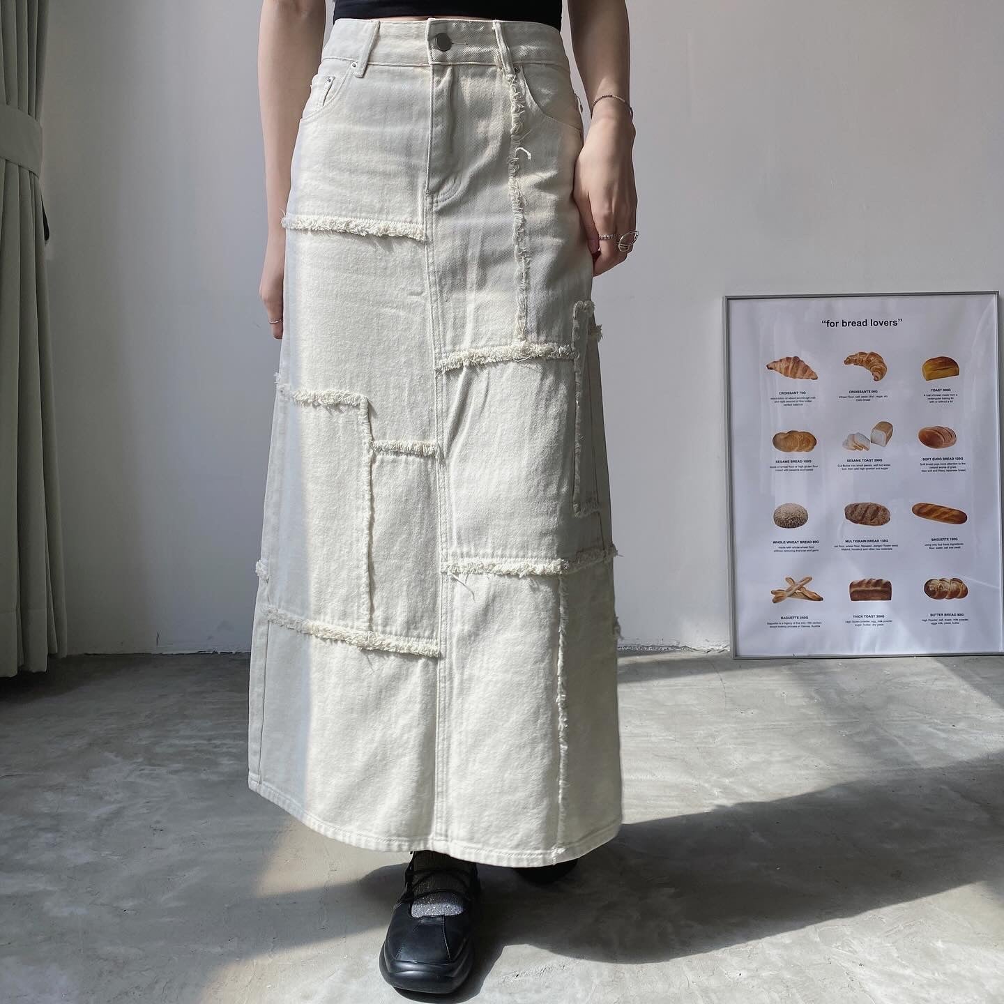 現貨 SK162 Patchwork Skirt - Ivory