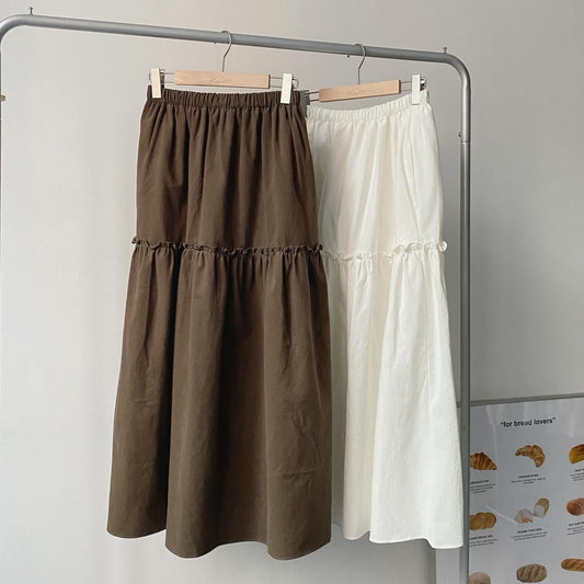 現貨 SK151 Claire Long Skirt - Khaki | Ivory