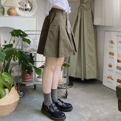 現貨 SK138 Pleated Skirt - Khaki