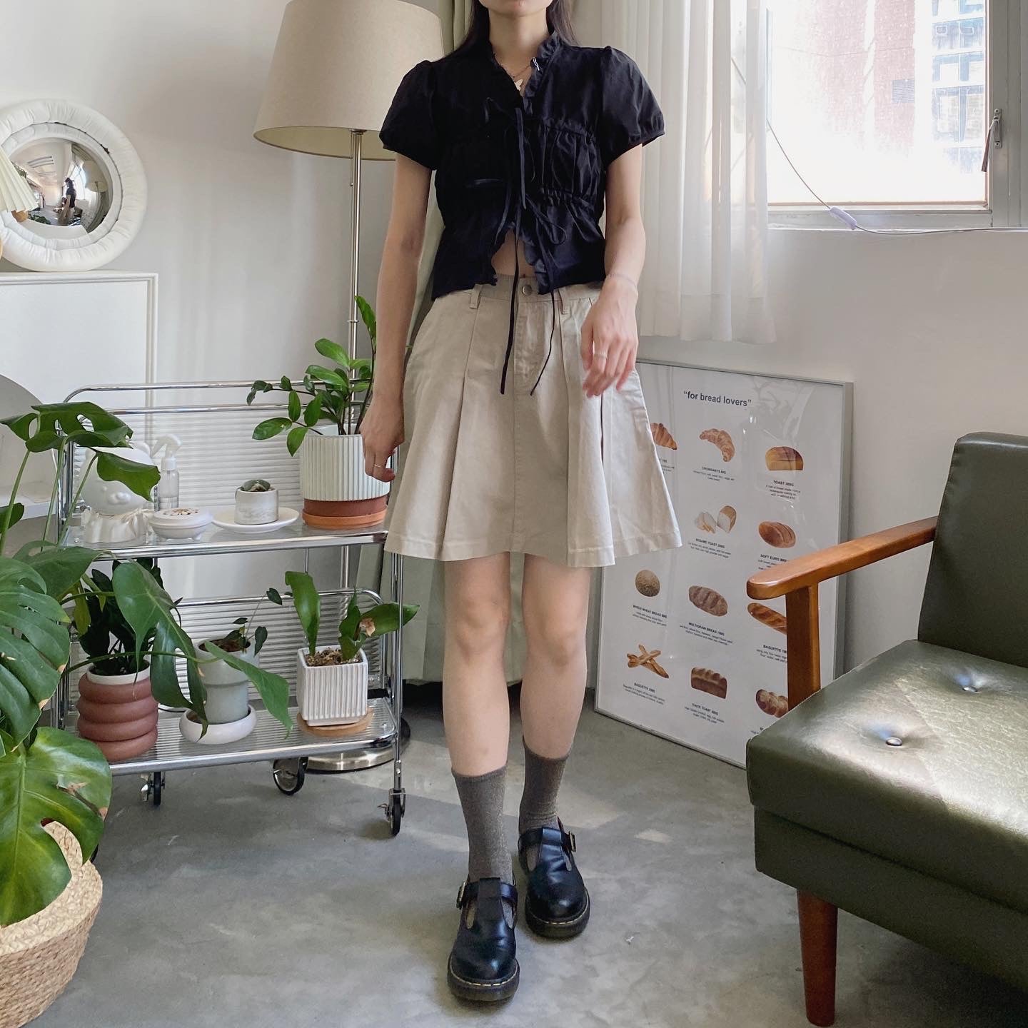 現貨 SK138 Pleated Skirt - Khaki