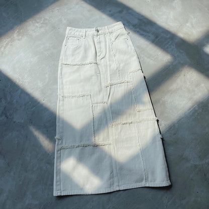 現貨 SK162 Patchwork Skirt - Ivory