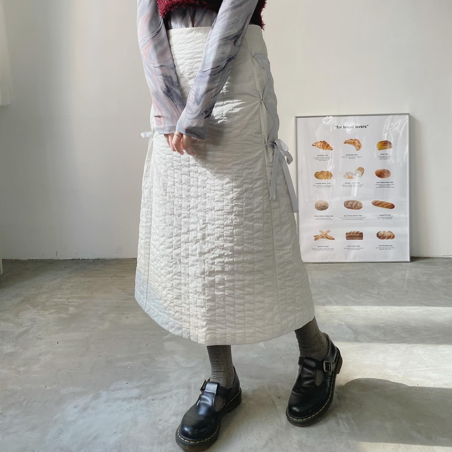 現貨 SK150 Padding Ribbon Skirt - Ivory