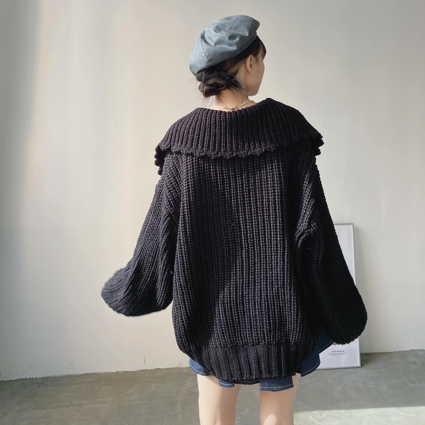 現貨 CD039 Dolly Collar Cardigan - Black