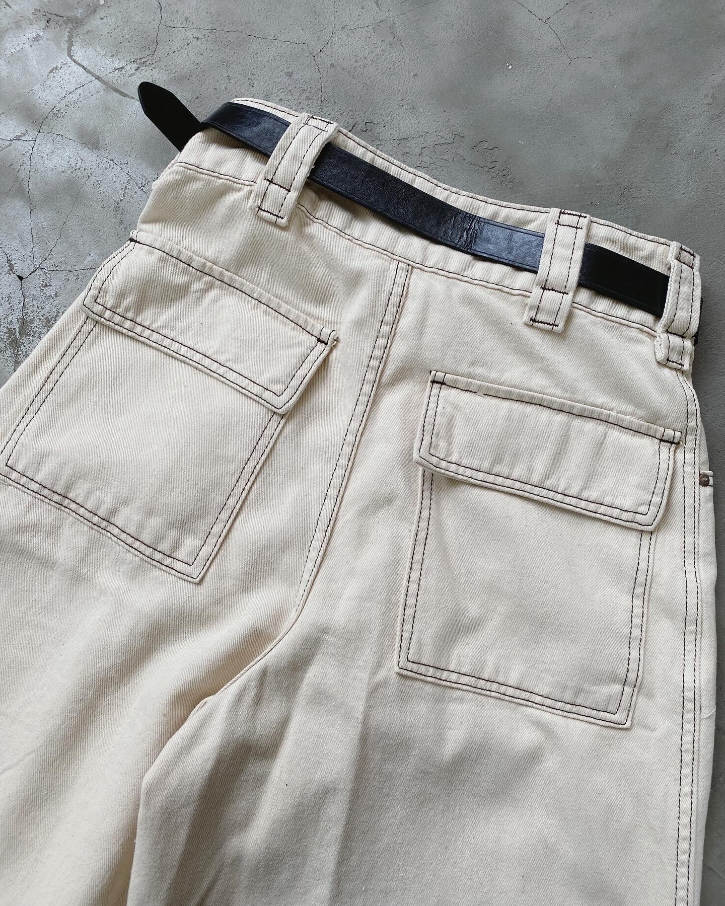 現貨 JN049 Wide Jeans With Belt - Ivory