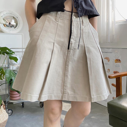 現貨 SK138 Pleated Skirt - Khaki