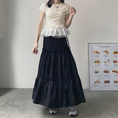 現貨 SK159 Ruffle Cake Skirt - Gray | Black | White