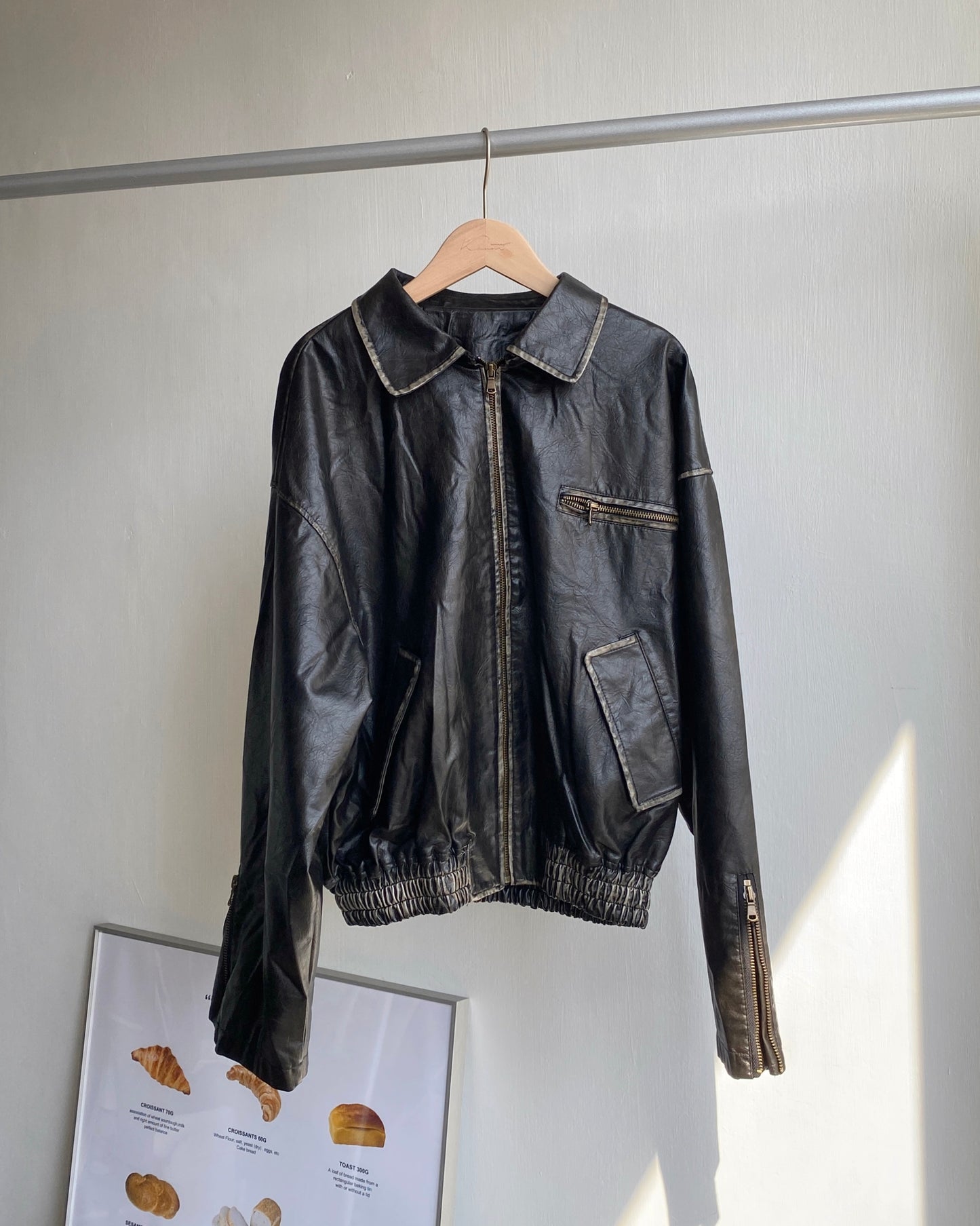 JK028 Vintage PU Leather Jacket - Brown | Black