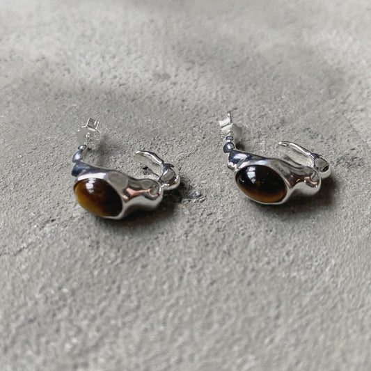 KA262 S925 Tiger's Eye Earring