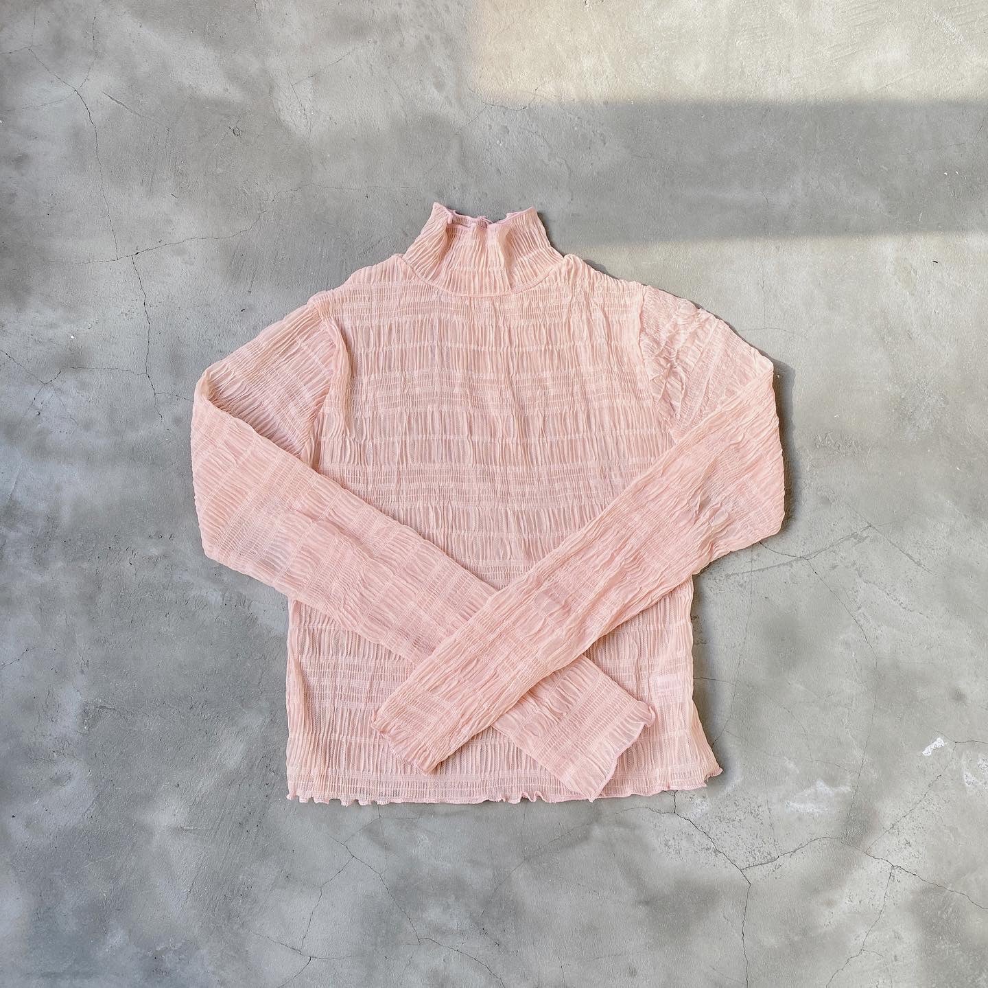 現貨 TP412 高領透透皺褶TOP 2.0 - Pink | Beige | Black