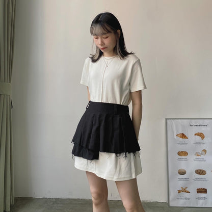 現貨 SK163 Irregular Pleated Skirt - Beige | Black