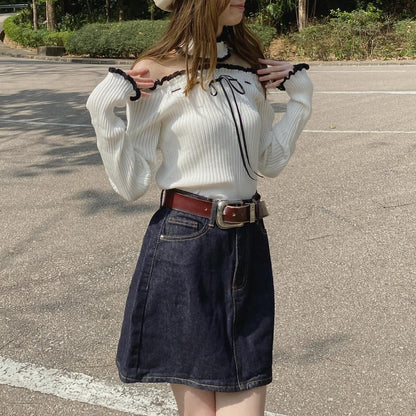 現貨 SK157 Denim Short Skirt - Navy