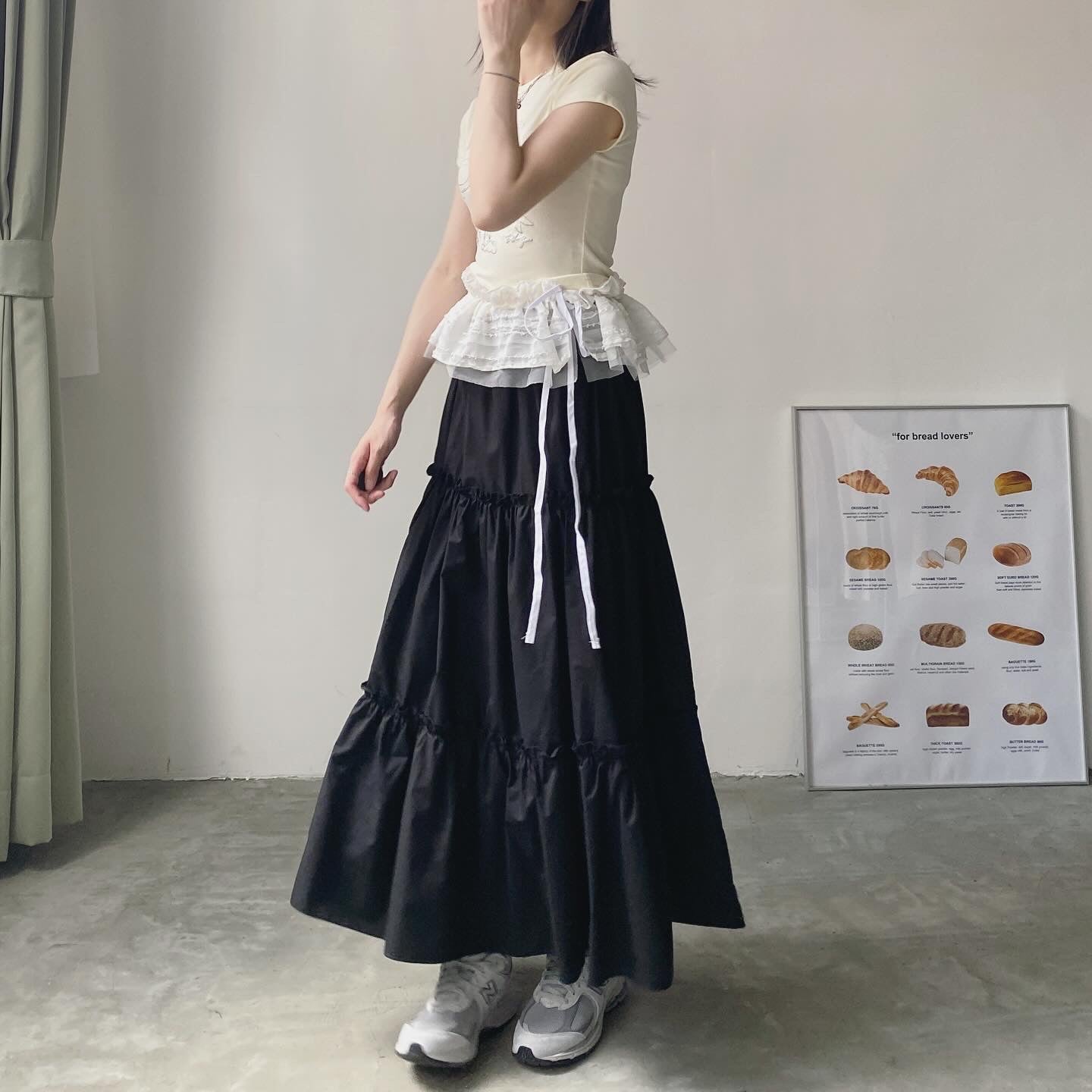 現貨 SK159 Ruffle Cake Skirt - Gray | Black | White