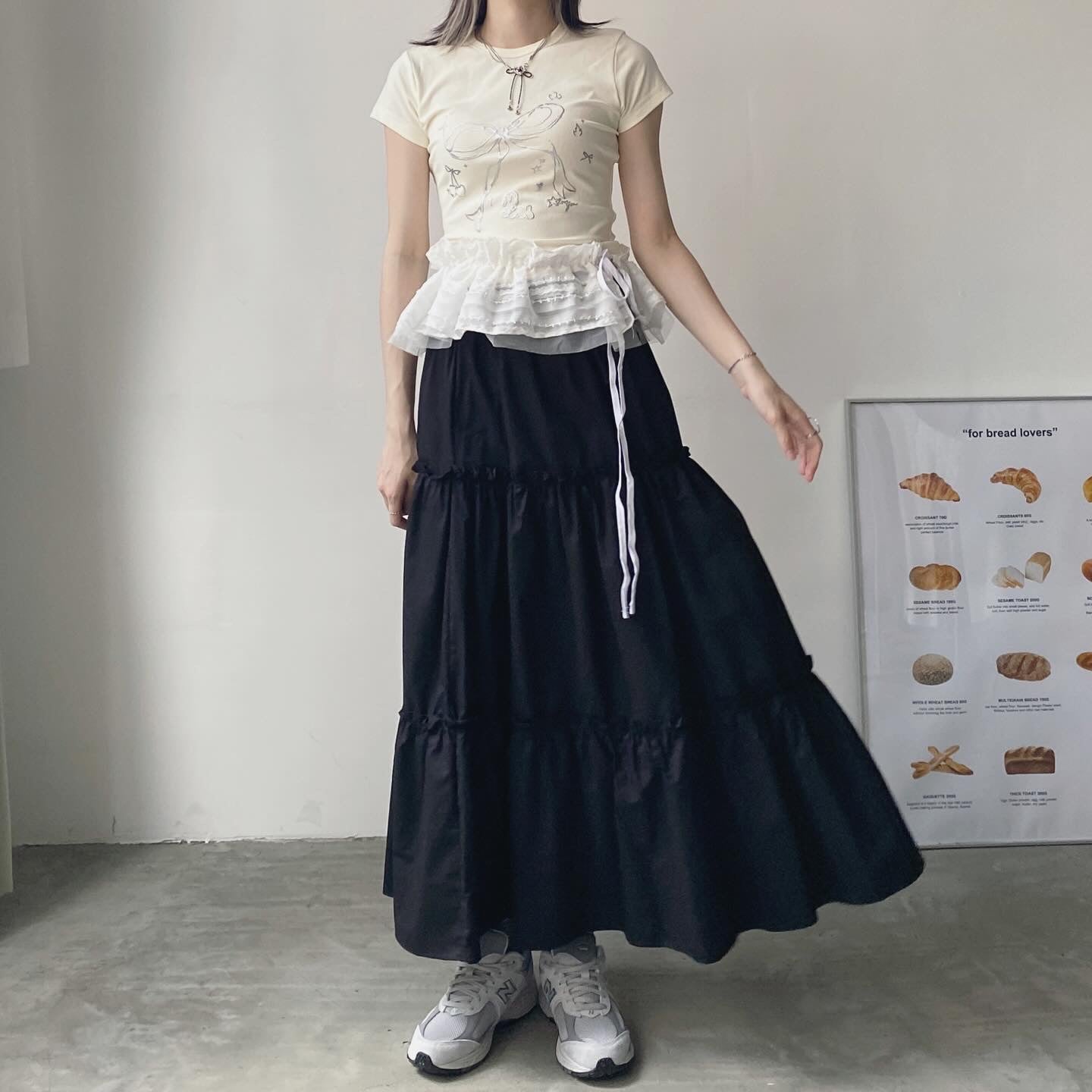 現貨 SK159 Ruffle Cake Skirt - Gray | Black | White