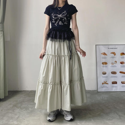 現貨 SK159 Ruffle Cake Skirt - Gray | Black | White