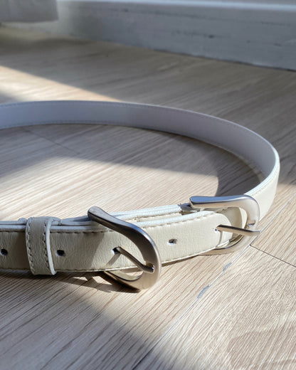 KA293 Double Buckle Belt - White | Black