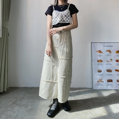 現貨 SK162 Patchwork Skirt - Ivory