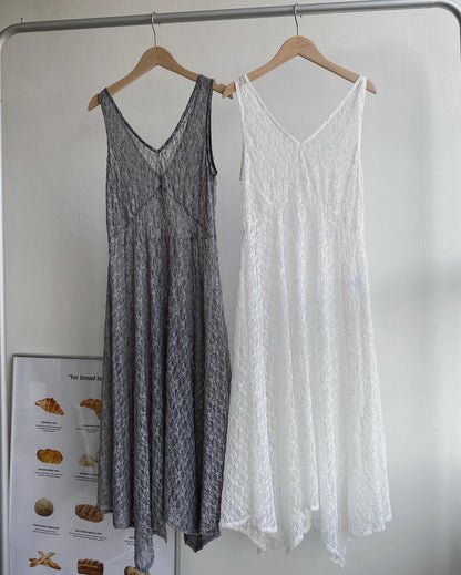 DS254 Lace Irregular OPS - White | Gray