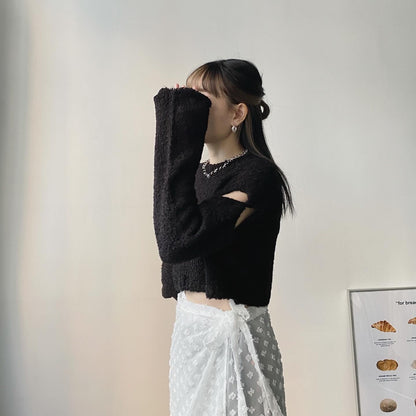 現貨 TP433 Cropped Knitwear - Ivory | Black