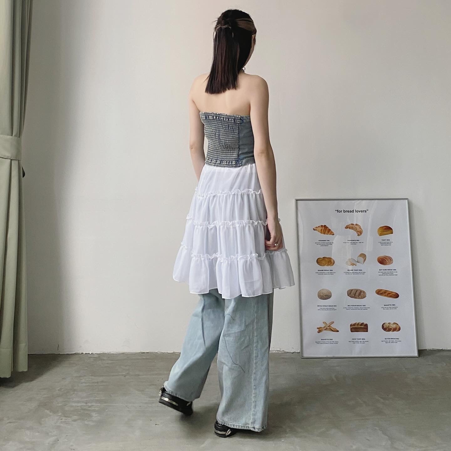 現貨 SK164 Ruffle Sheer Skirt - White | Cream | Black