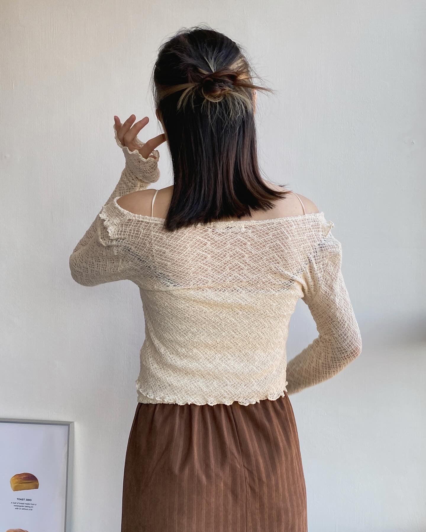 CD044 Lace Cardigan - Ivory | Black