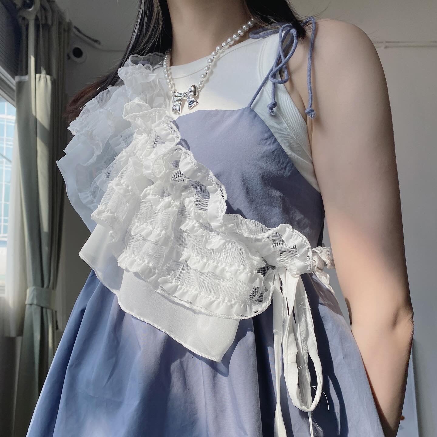 現貨 VT204 Ribbon Sleeveless - Beige | Blue