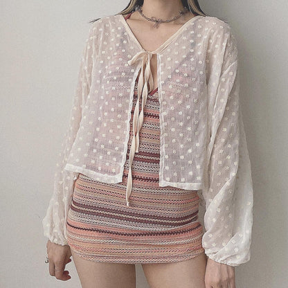 現貨 CD041 FAFA Sheer Cardigan - Ivory