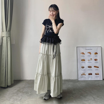 現貨 SK159 Ruffle Cake Skirt - Gray | Black | White