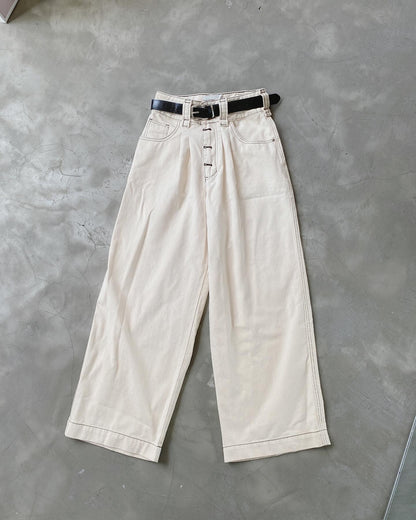 現貨 JN049 Wide Jeans With Belt - Ivory