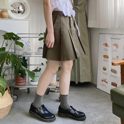 現貨 SK138 Pleated Skirt - Khaki