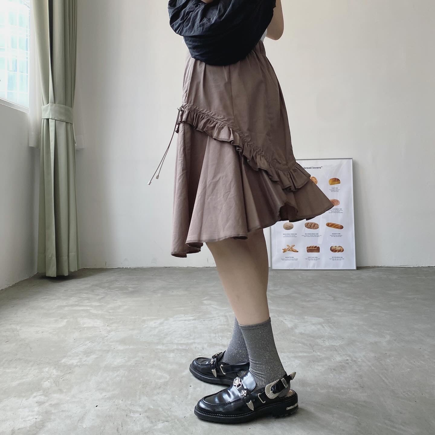 現貨 SK169 Irregular Ruffle Skirt - Brown | Black