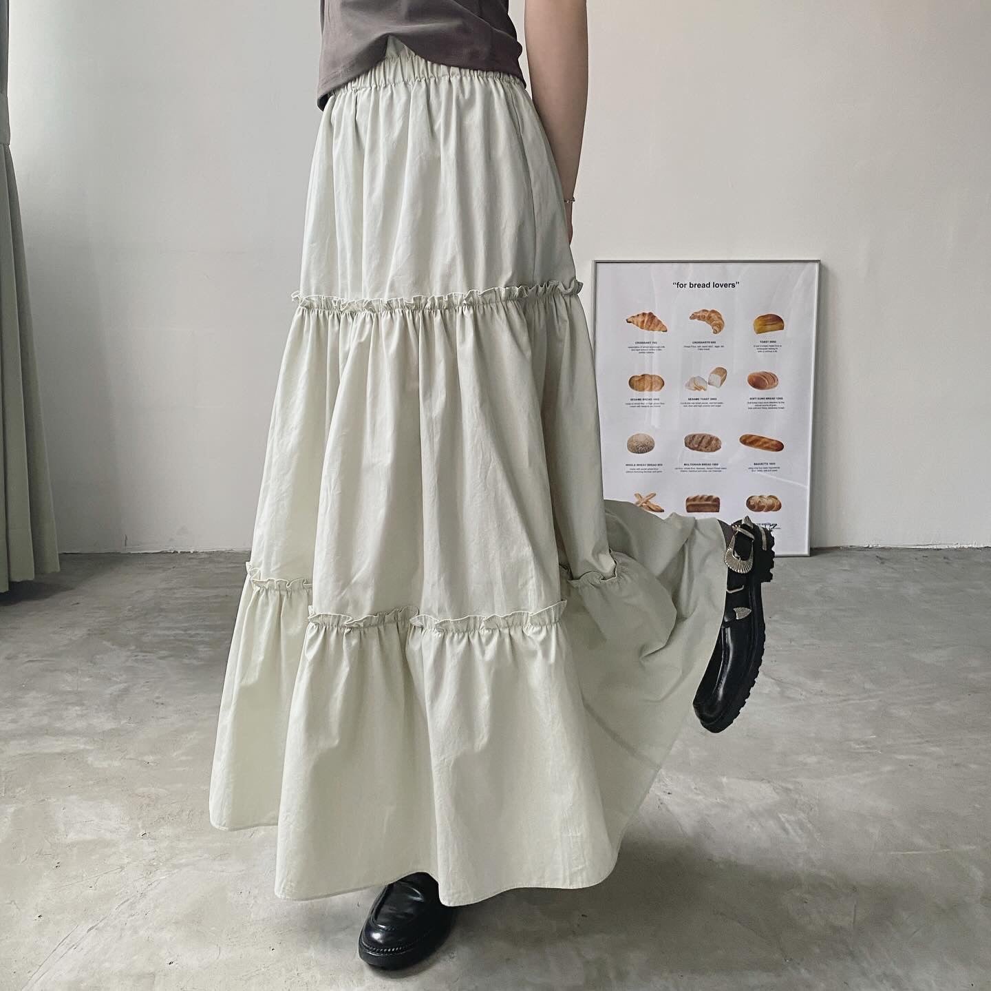 現貨 SK159 Ruffle Cake Skirt - Gray | Black | White