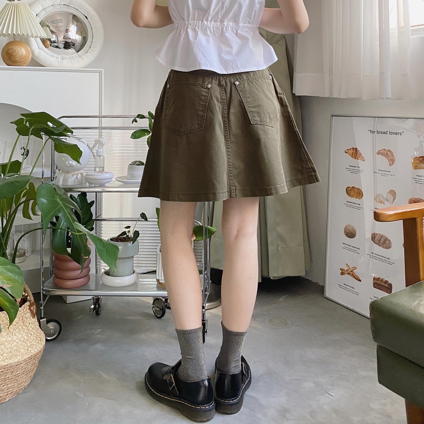 現貨 SK138 Pleated Skirt - Khaki