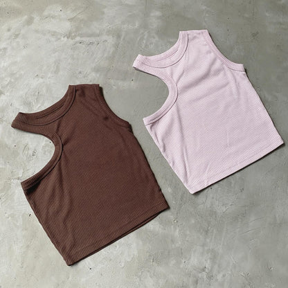 VT144 Unbal Lip Sleeveless - Pink | Brown