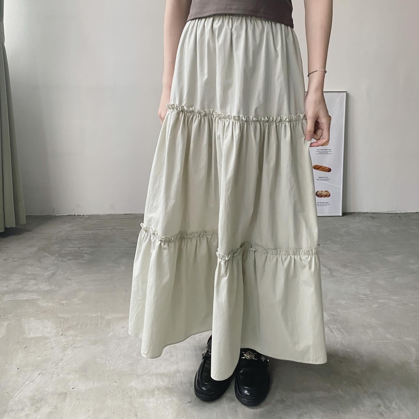 現貨 SK159 Ruffle Cake Skirt - Gray | Black | White