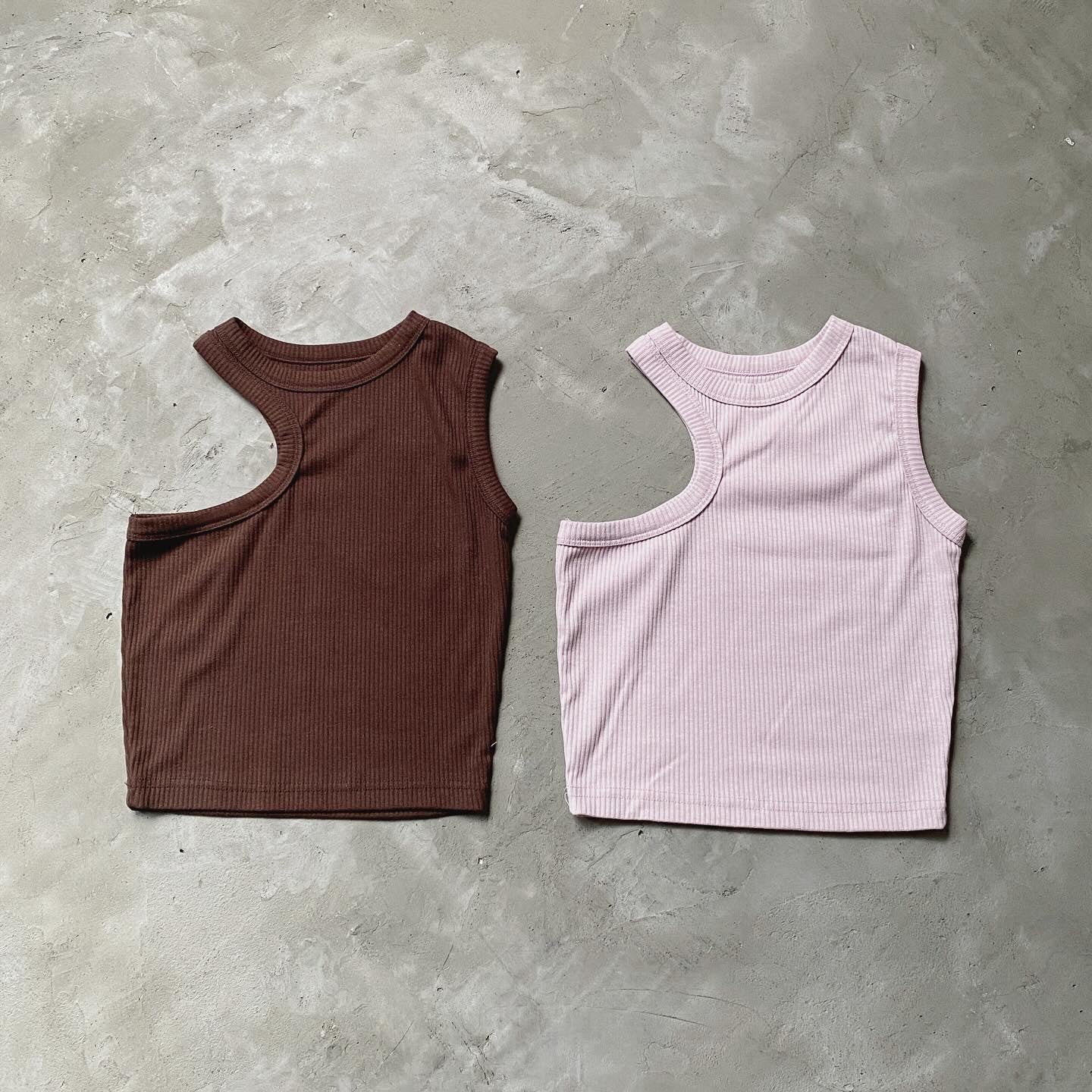 VT144 Unbal Lip Sleeveless - Pink | Brown