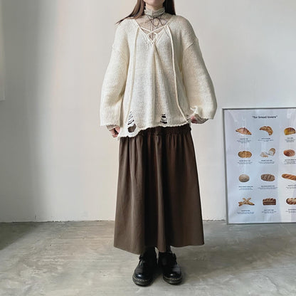 現貨 SK151 Claire Long Skirt - Khaki | Ivory