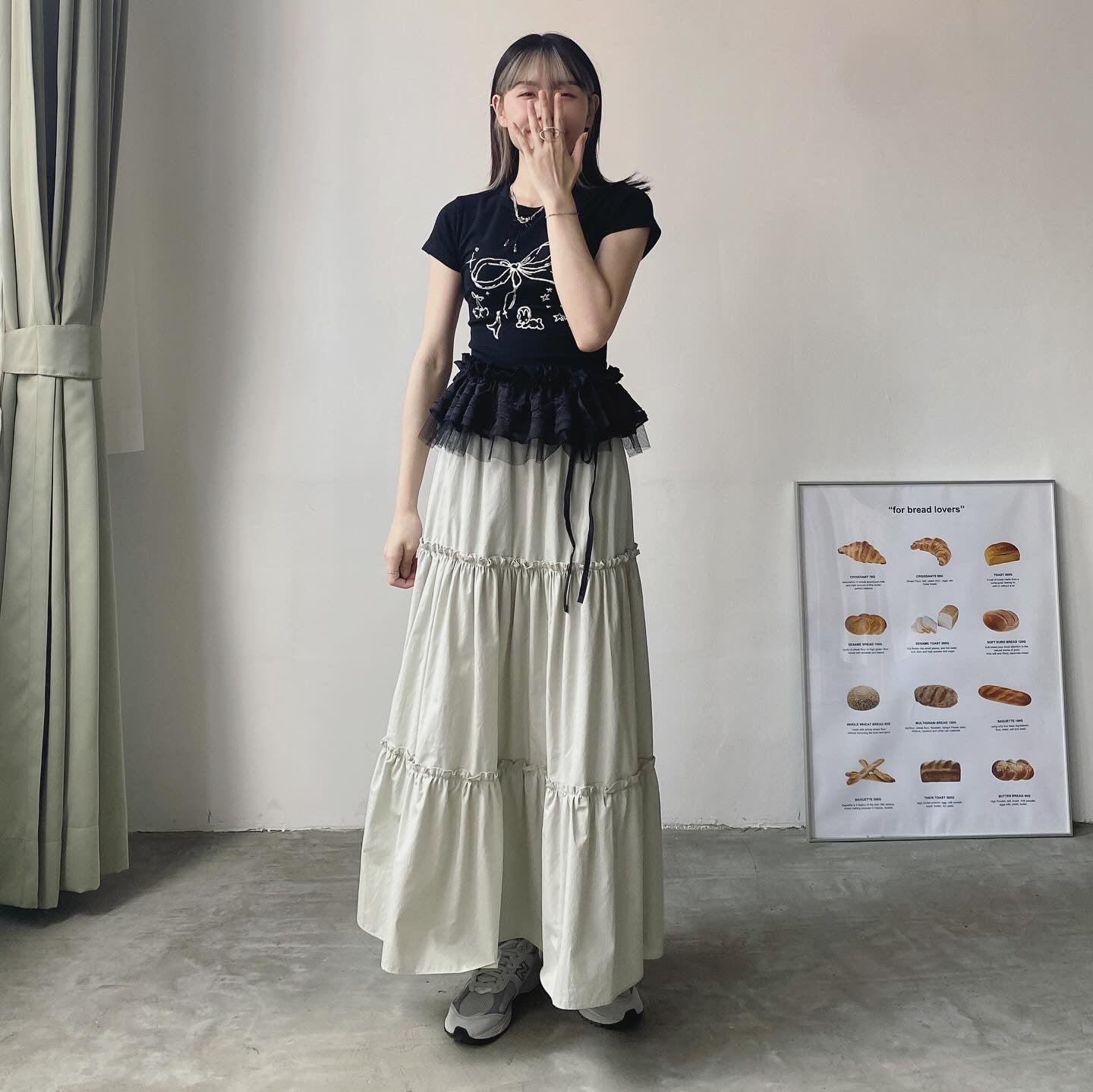 現貨 SK159 Ruffle Cake Skirt - Gray | Black | White