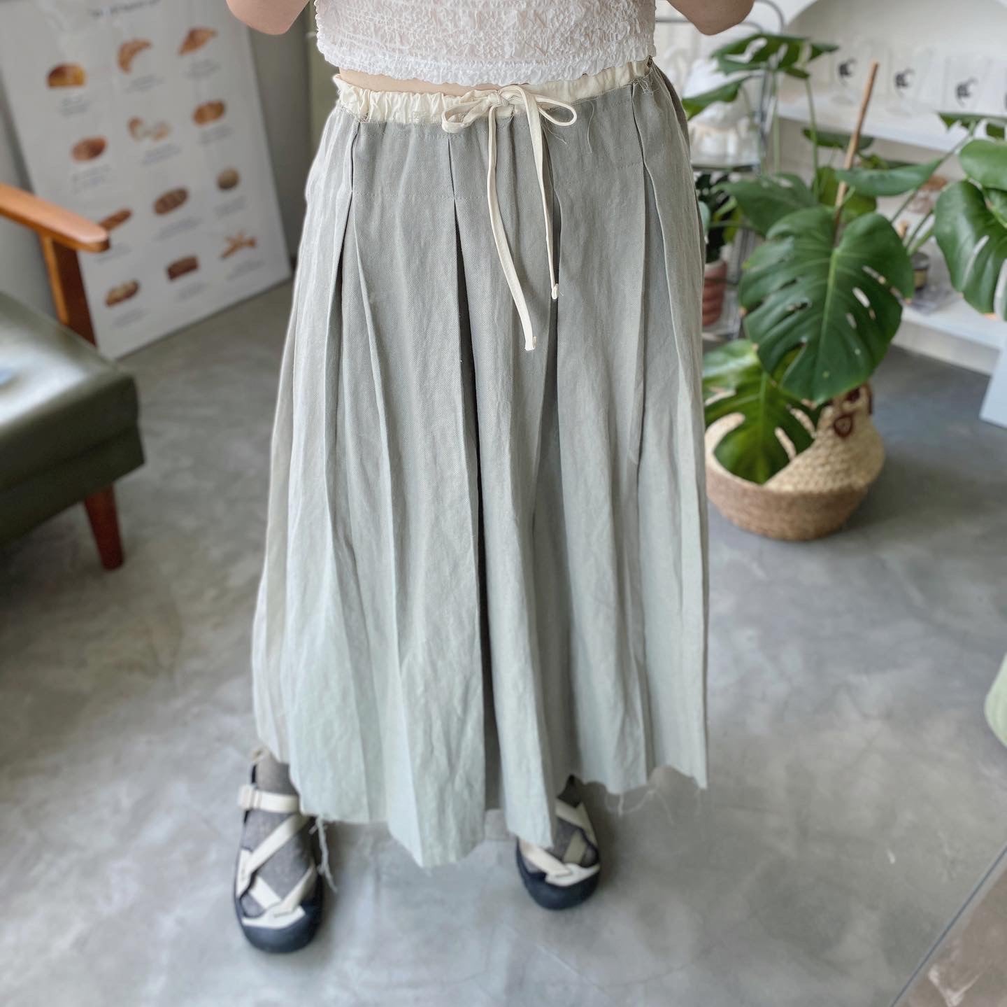 現貨 SK139 Pleated Long Skirt - Dusty Green