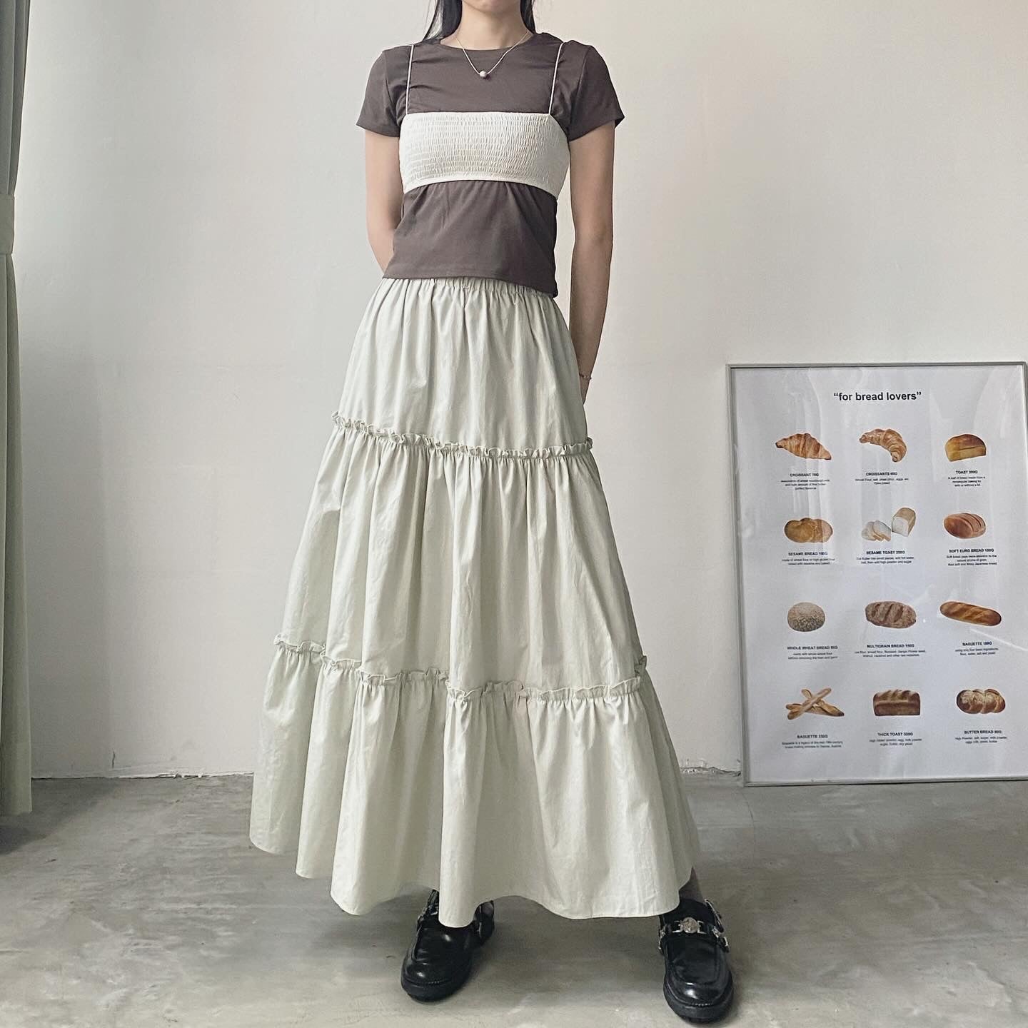 現貨 SK159 Ruffle Cake Skirt - Gray | Black | White