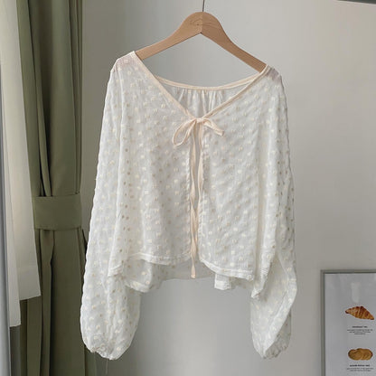 現貨 CD041 FAFA Sheer Cardigan - Ivory