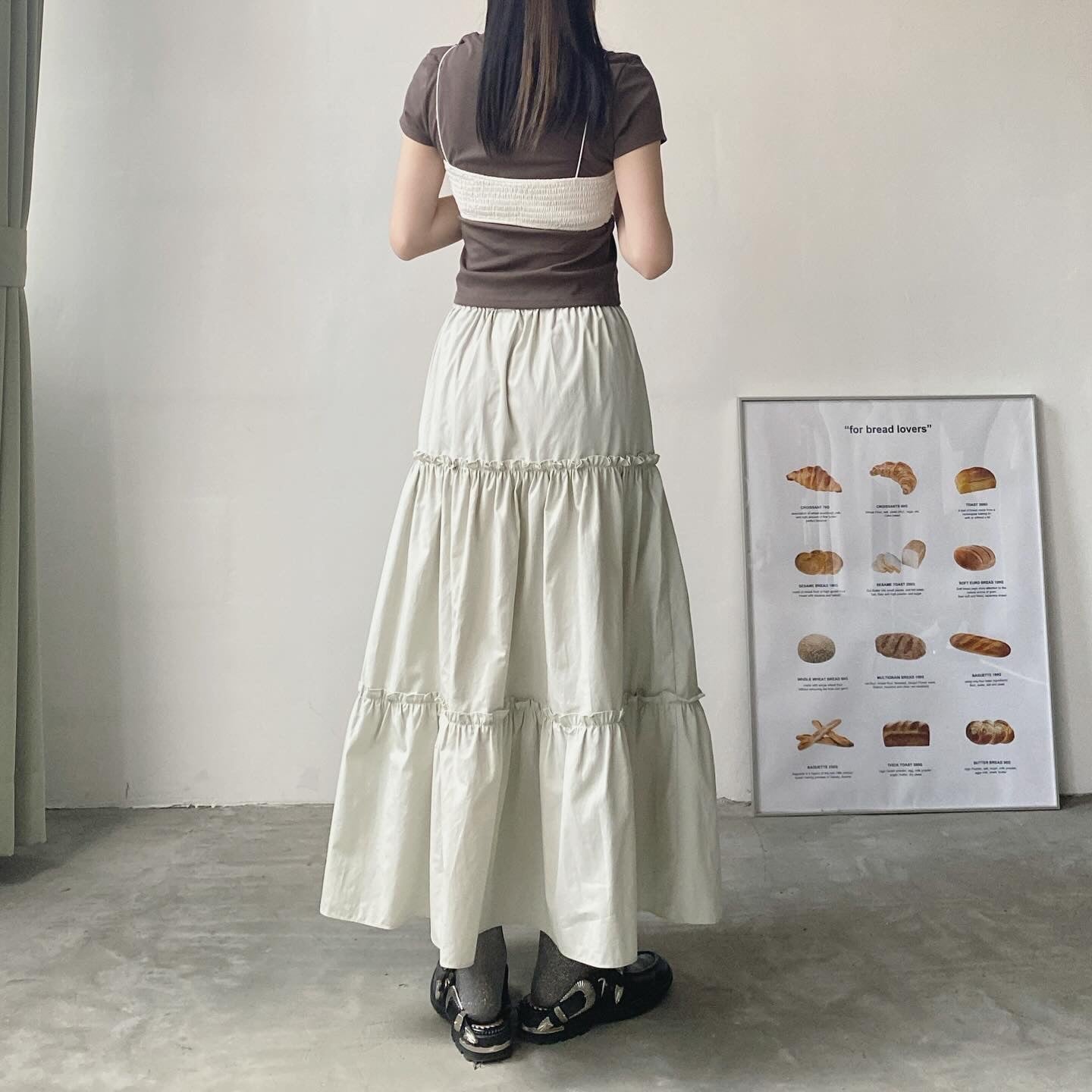 現貨 SK159 Ruffle Cake Skirt - Gray | Black | White