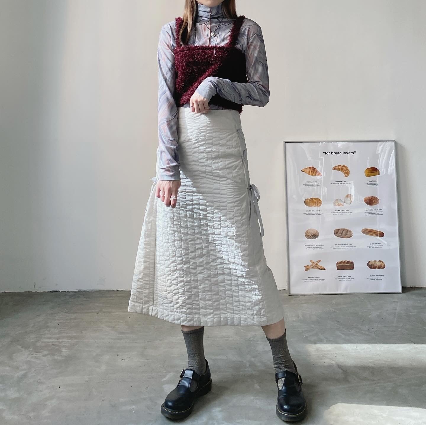 現貨 SK150 Padding Ribbon Skirt - Ivory