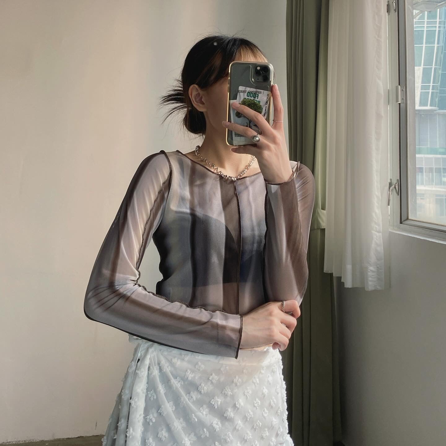 現貨 TP443 Sheer Print Top - Brown | Black