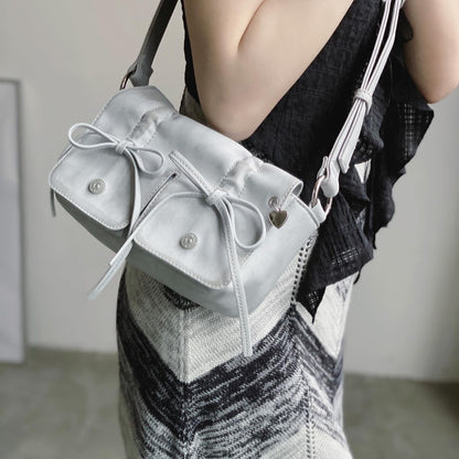 Preorder - BG025 Ribbon PU Leather Mini Bag Gray | Black