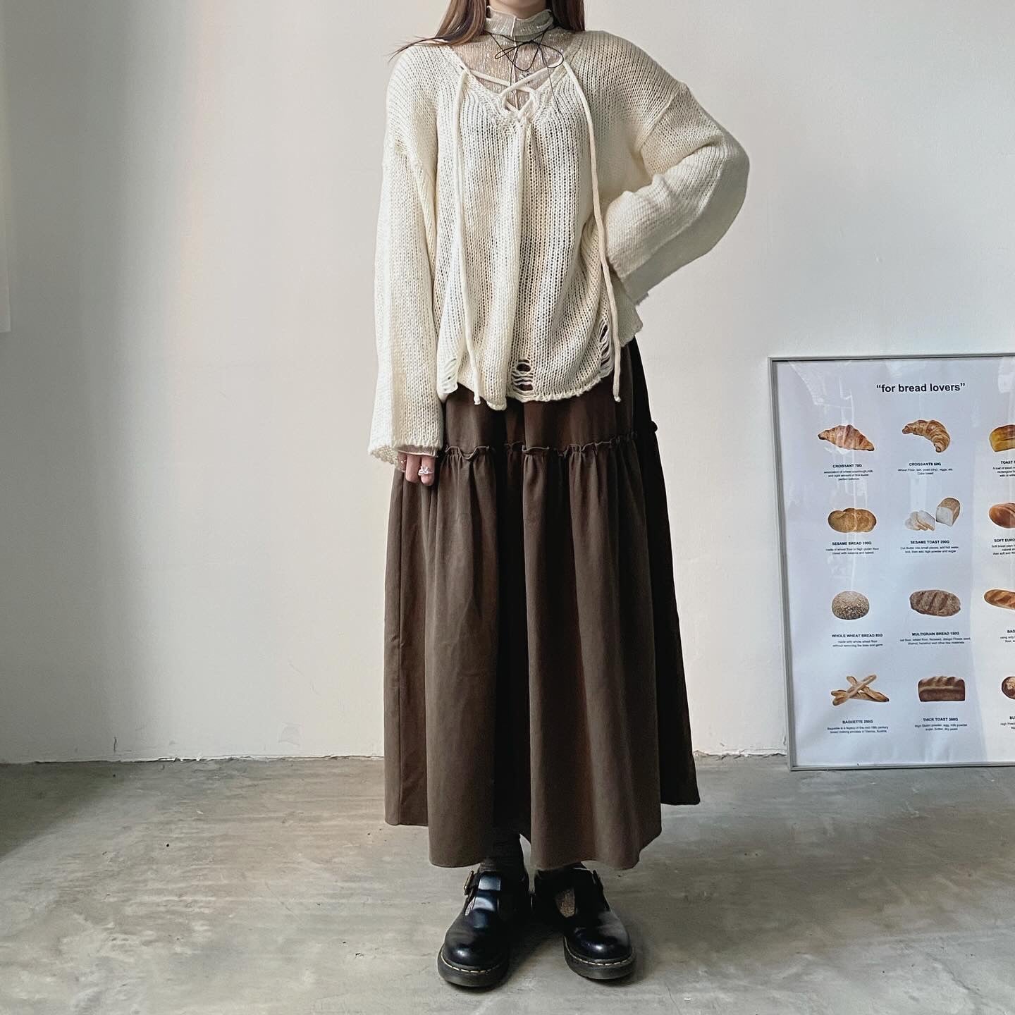 現貨 SK151 Claire Long Skirt - Khaki | Ivory