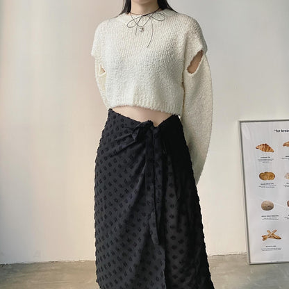 現貨 TP433 Cropped Knitwear - Ivory | Black