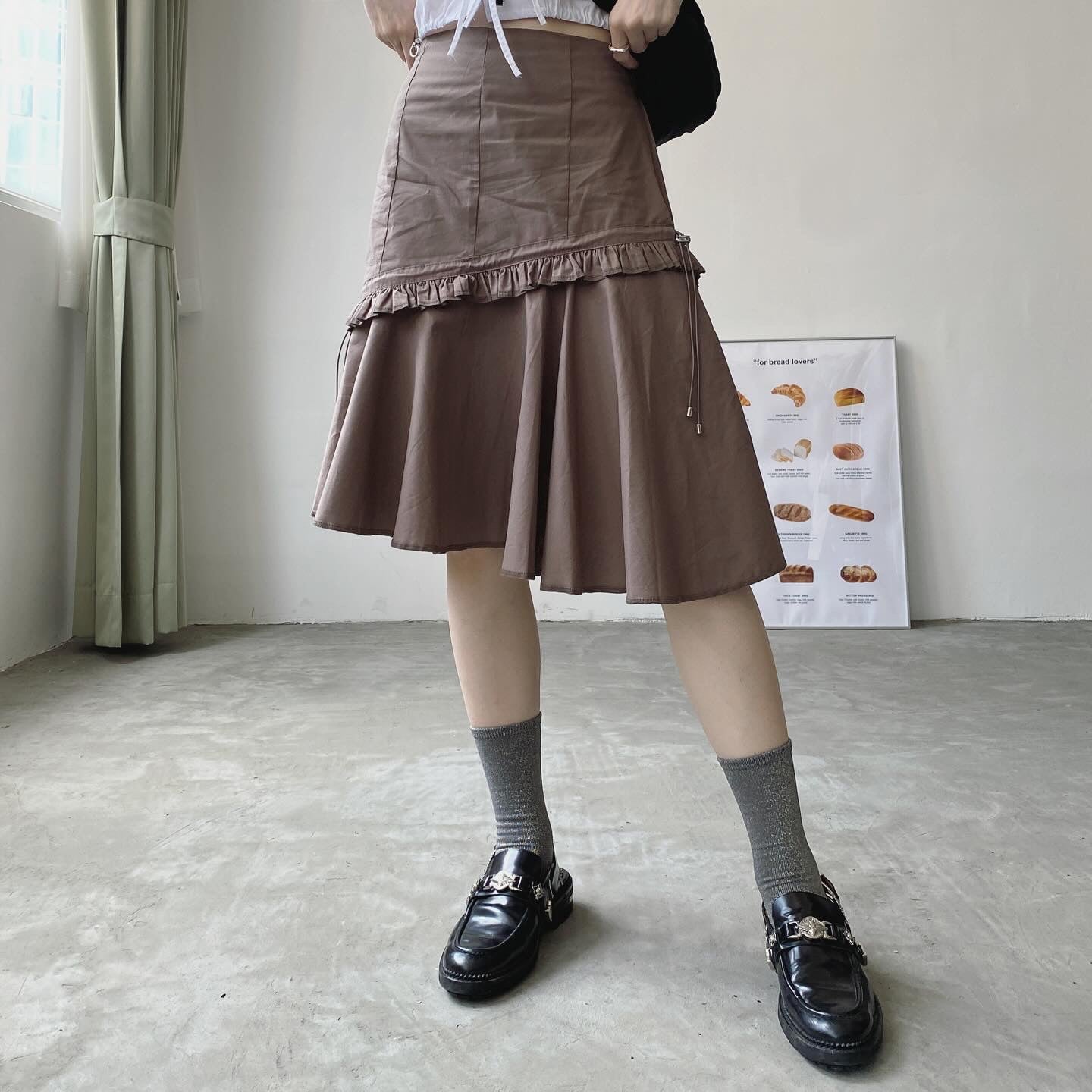 現貨 SK169 Irregular Ruffle Skirt - Brown | Black