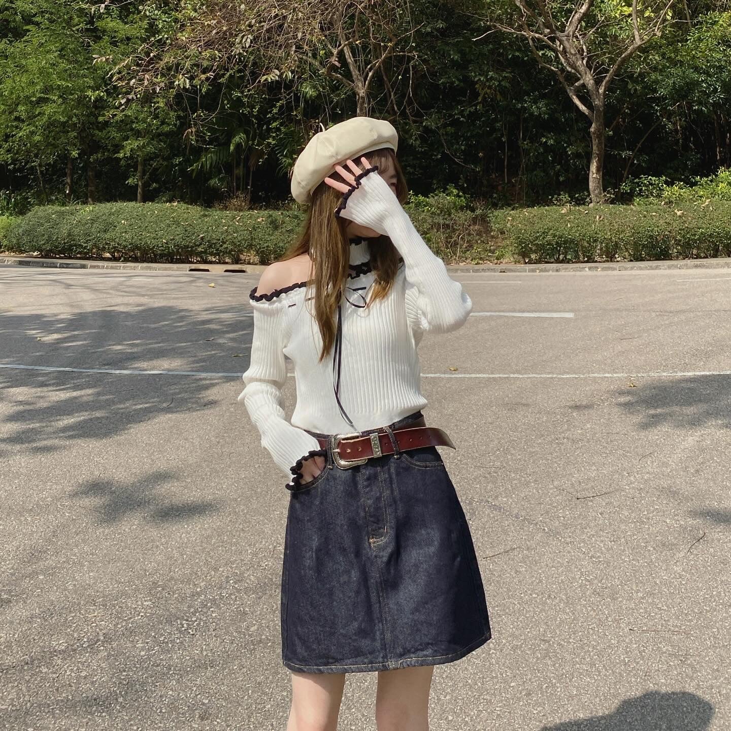 現貨 SK157 Denim Short Skirt - Navy