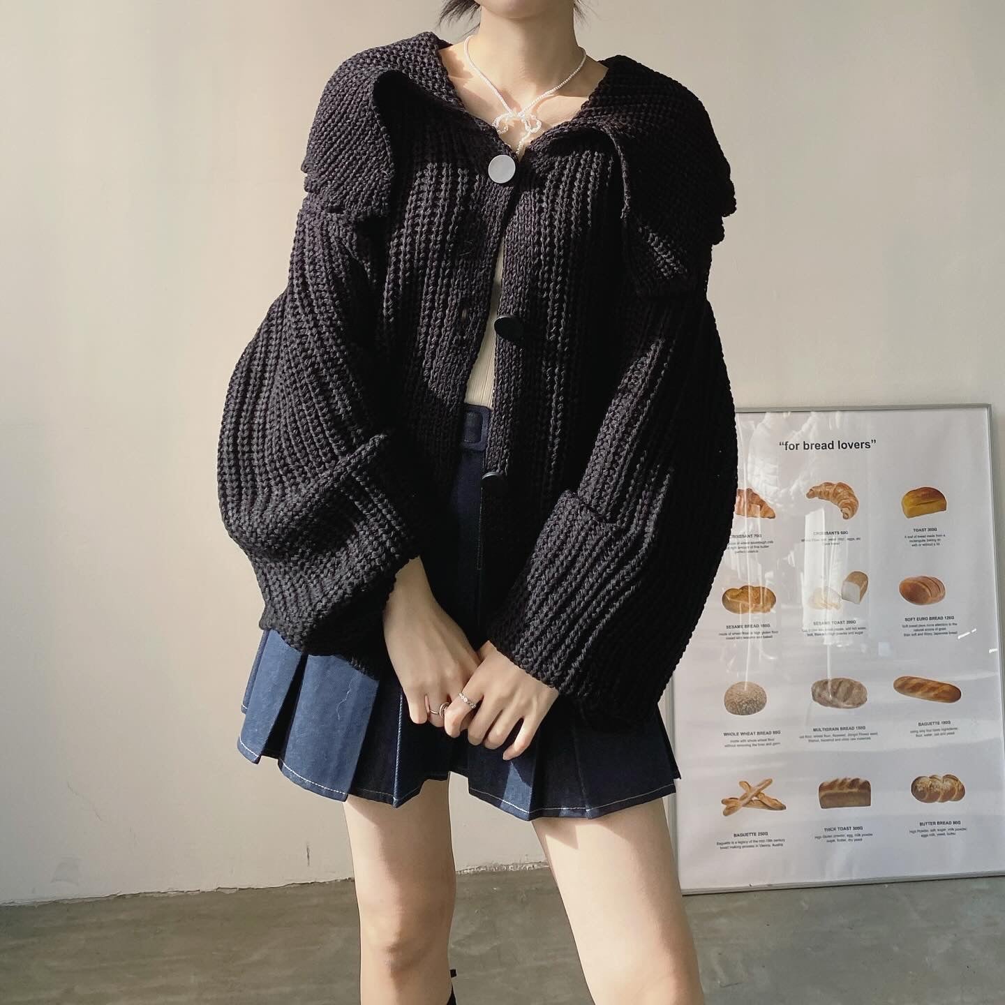 現貨 CD039 Dolly Collar Cardigan - Black