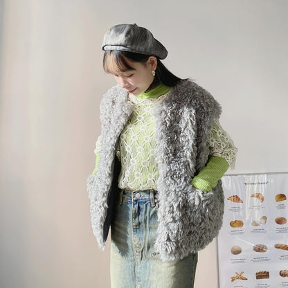 現貨 VT189 Teddy Bear Vest Coat - Beige